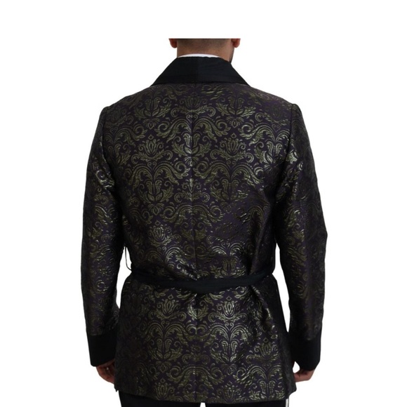 Dolce & Gabbana Black Gold Purple Baroque Silk Jacquard Jacket Blazer medium - Picture 2 of 8